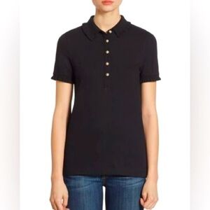 TORY BURCH Short Sleeve Polo Shirt in Black Size S